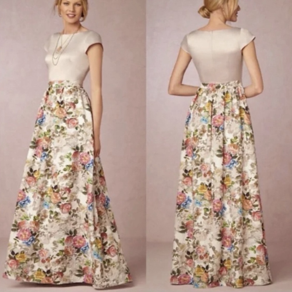 Floral Maxi Dress - Cream and Multicolor